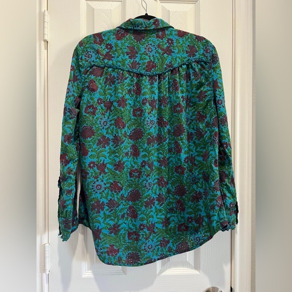 Sundance Rhea Eyelet Floral Button Down Shirt Boho Western Top Medium - Picture 3 of 10